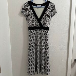 Vintage Maggy L Geometric Black & White Dot Wrap Dress 12